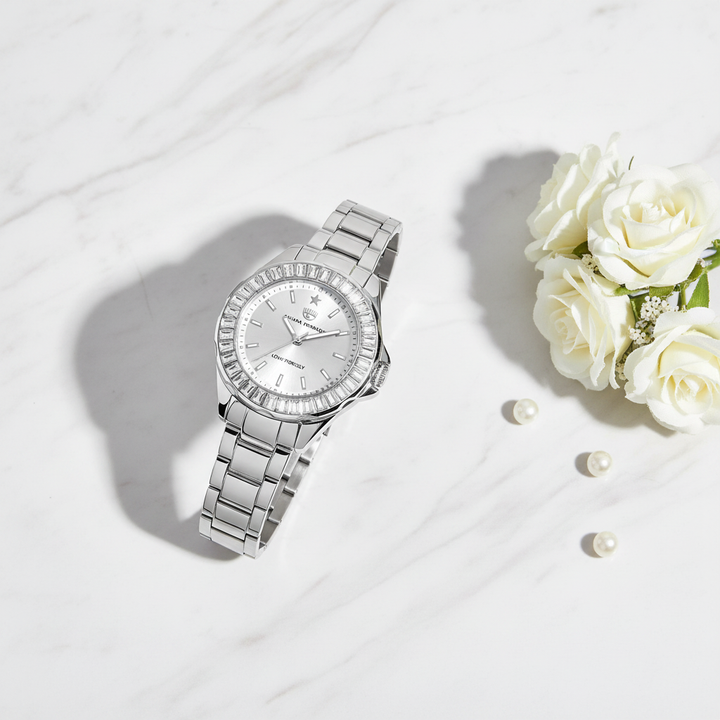 Chiara Ferragni Sport Silver Watch – Marble Flat Lay