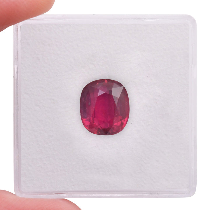 2.98 Carat Red MOZAMBIQUE Cushion Ruby GRS