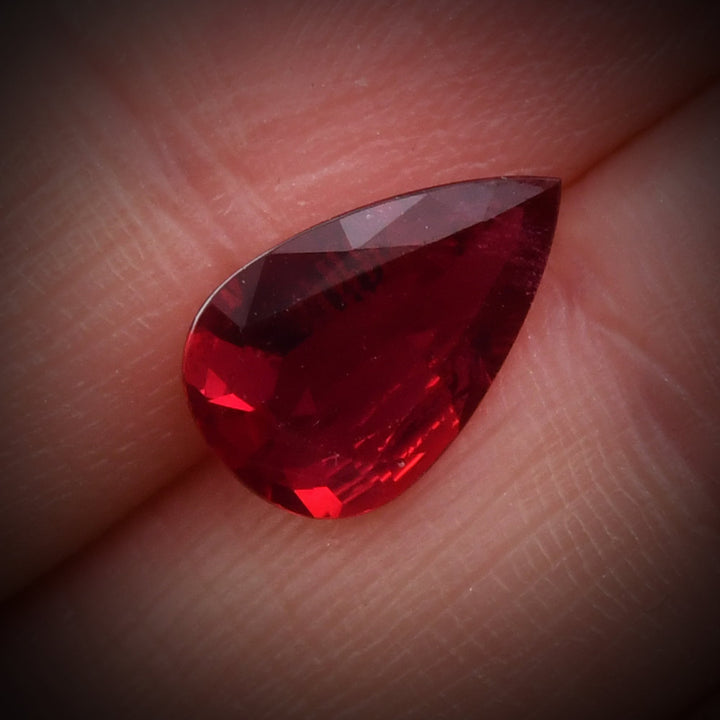 3.05 Carat Red MOZAMBIQUE Pear Ruby CD No Heat