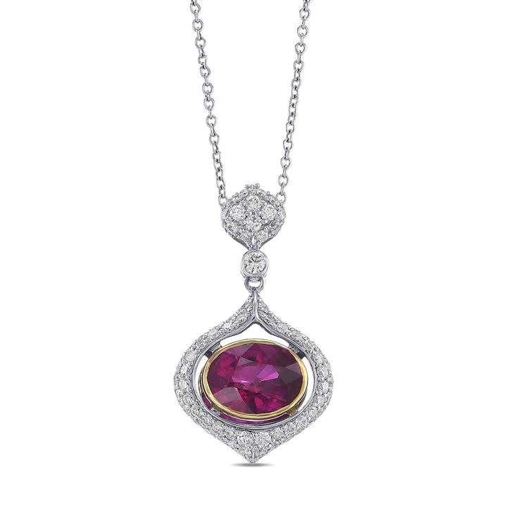Leibish Oval Ruby and Diamond Drop Pendant
