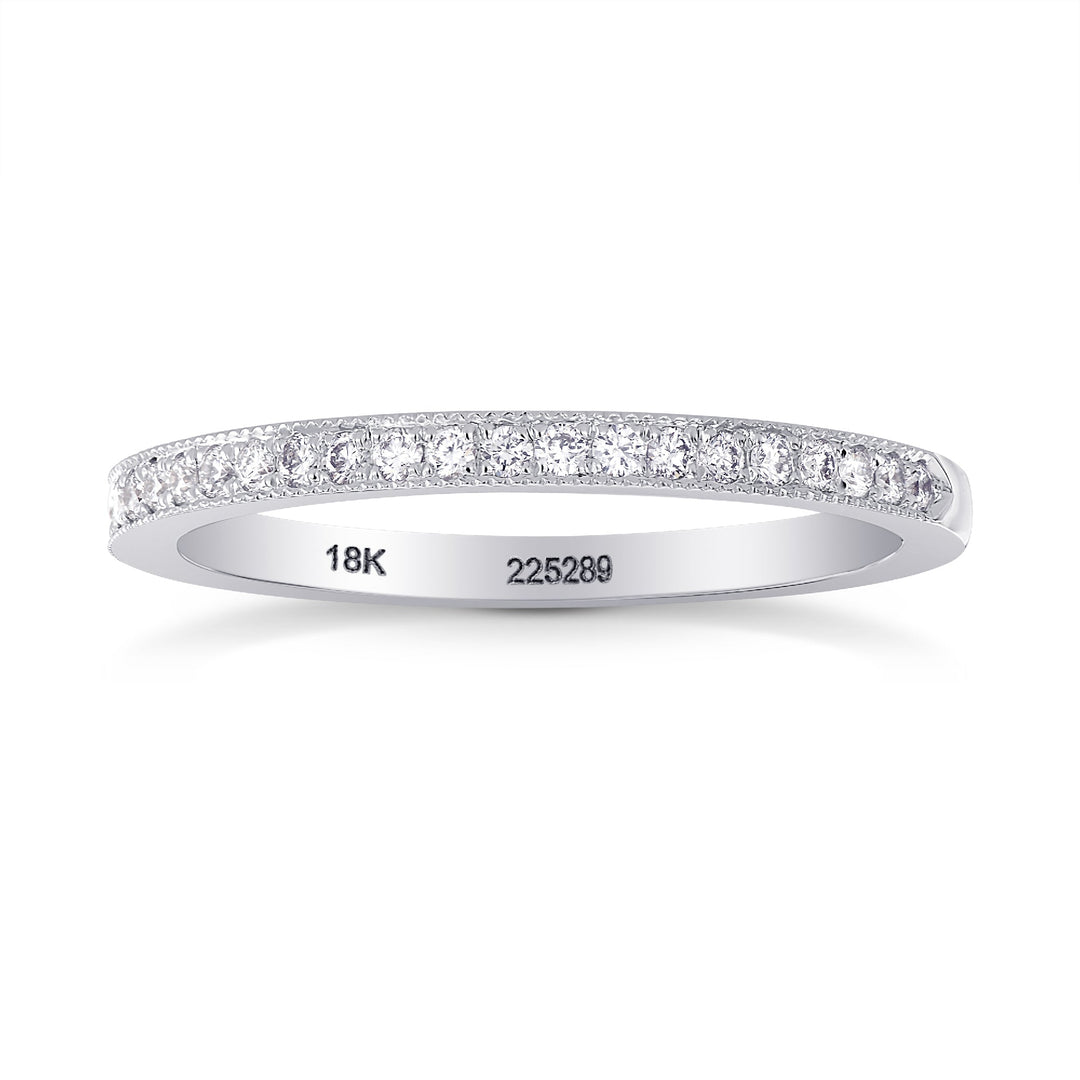 Leibish Diamond Wedding Ring with Milgrain Edge