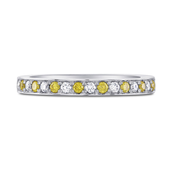 Leibish Fancy Vivid Yellow and White Diamond Band