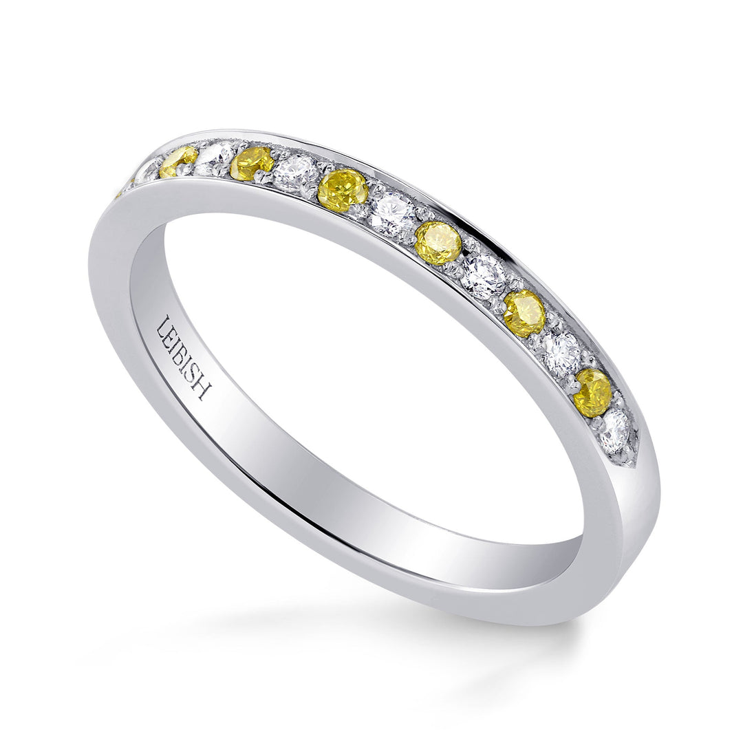 Leibish Fancy Vivid Yellow and White Diamond Band