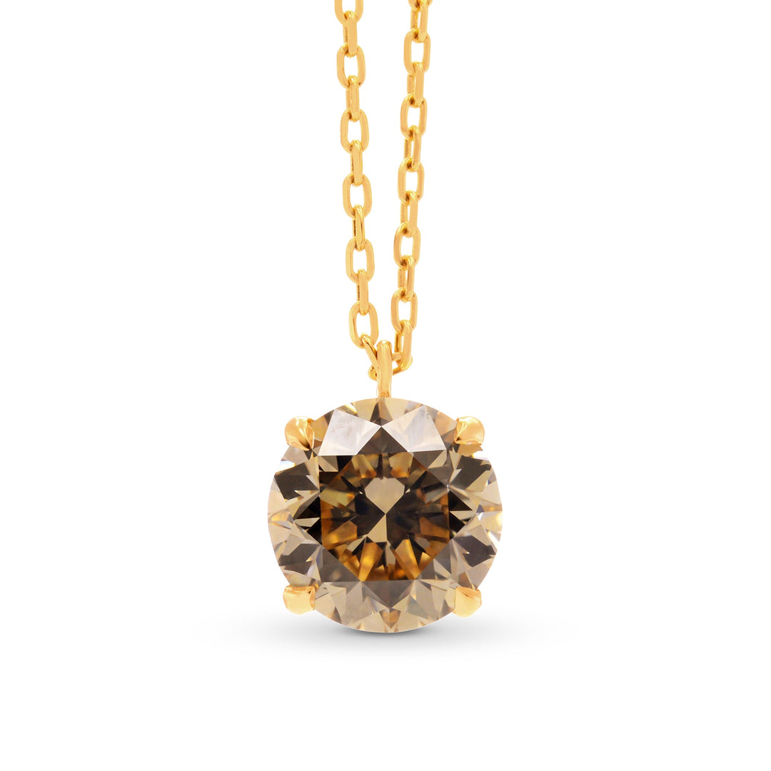 Light Brown Round Diamond Solitaire Pendant