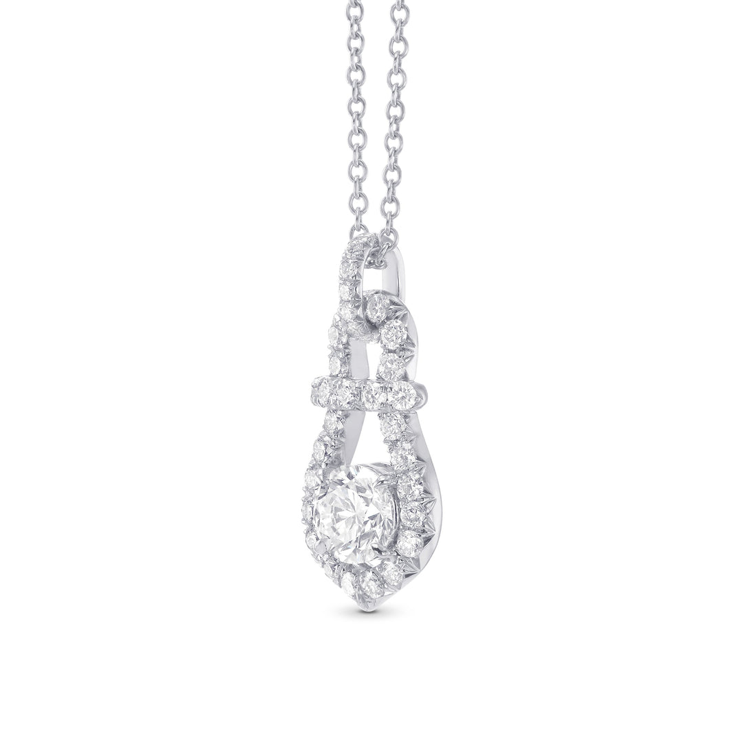 Leibish Round Brilliant White Diamond Drop Pendant