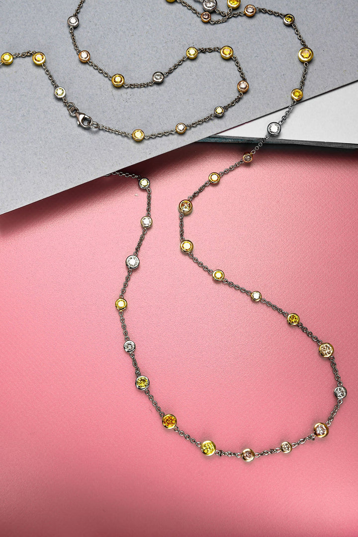 Leibish Mix Color Brilliants Diamond Necklace