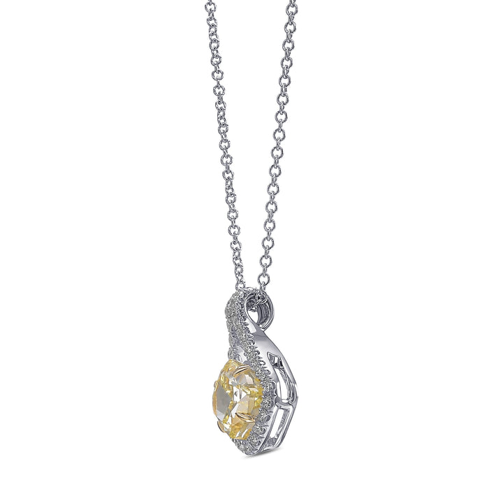 Leibish Fancy Yellow Cushion Drop Diamond Pendant