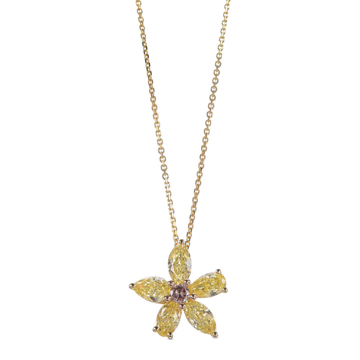 Leibish Fancy Intense Orangy Pink &amp; Fancy Yellow Diamond Pendant