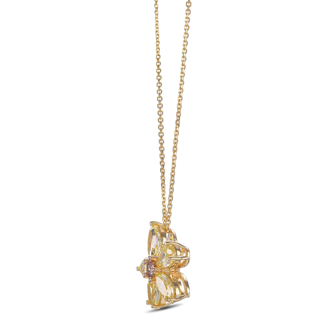 Leibish Fancy Intense Orangy Pink &amp; Fancy Yellow Diamond Pendant