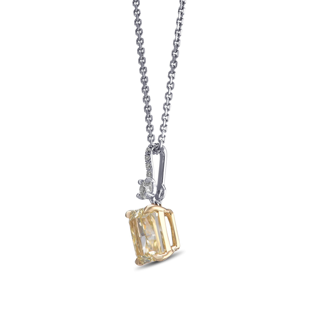 Leibish Fancy Light Yellow Radiant Drop Diamond Pendant