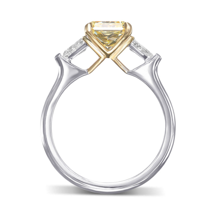 Leibish Fancy Yellow Radiant Three-stone Diamond Ring