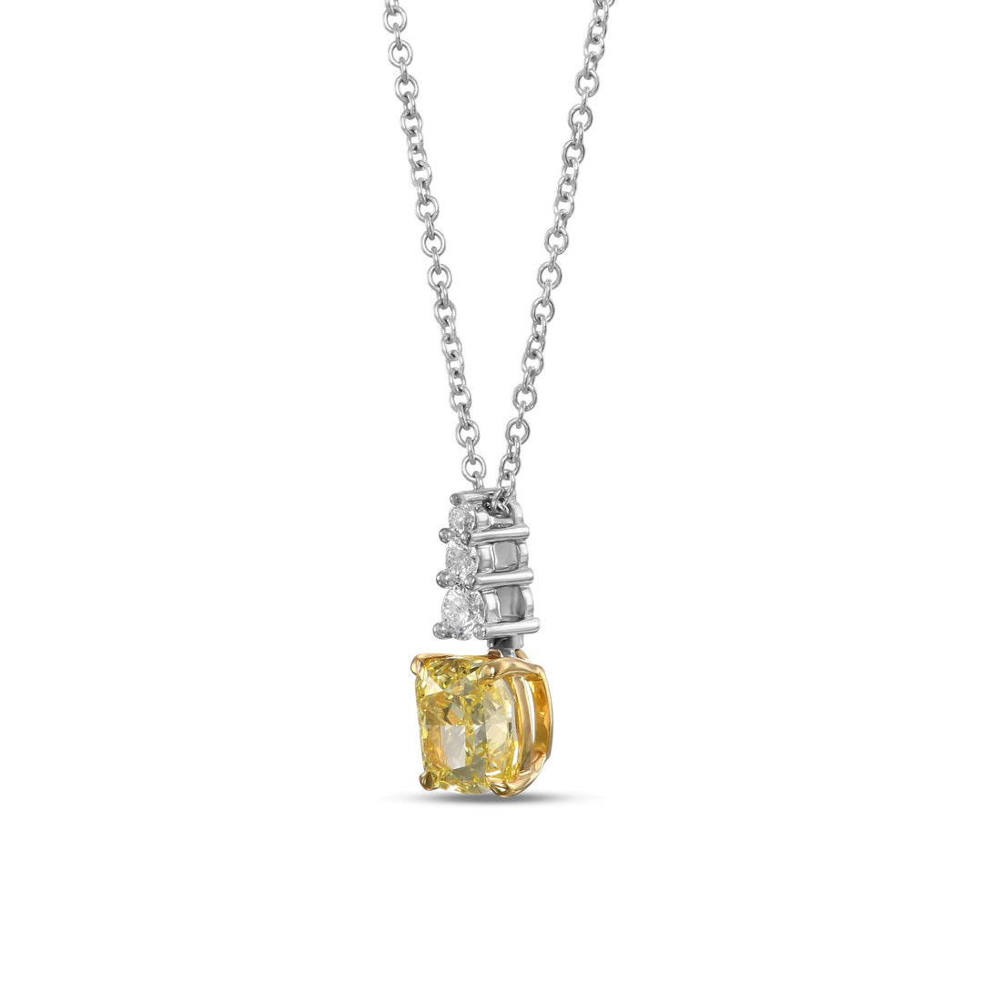 Leibish Fancy Intense Yellow and White Diamond Drop Pendant