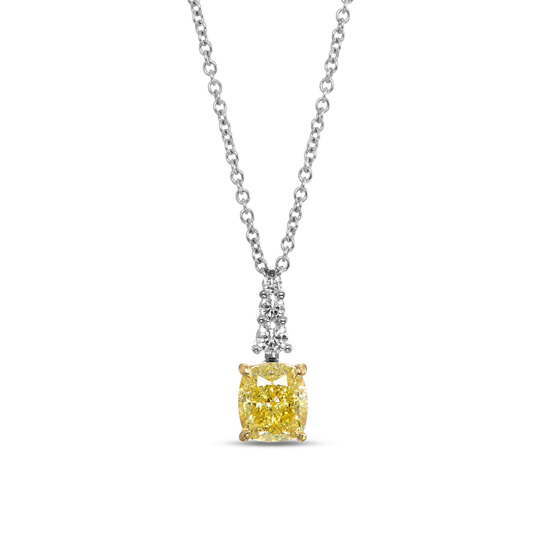 Leibish Fancy Intense Yellow and White Diamond Drop Pendant