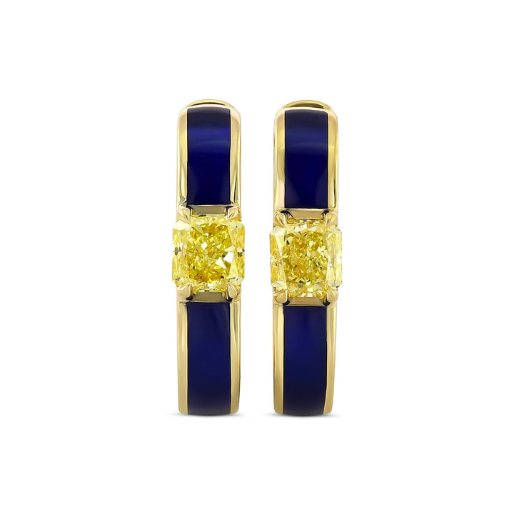 Leibish Round Brillant Hoop Earrings
