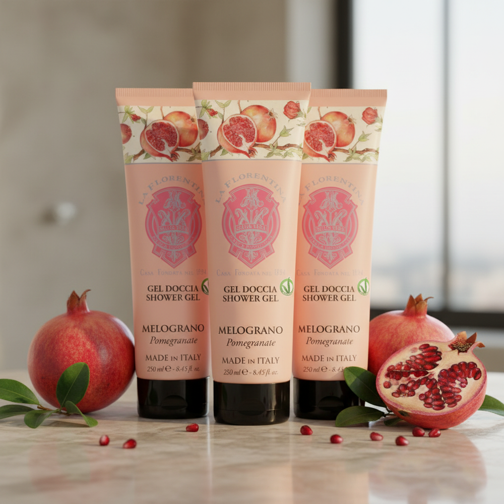 La Florentina Pomegranate Shower Gel - Marble Natural Background