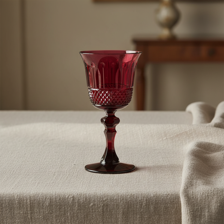Ruby Goblet on Linen