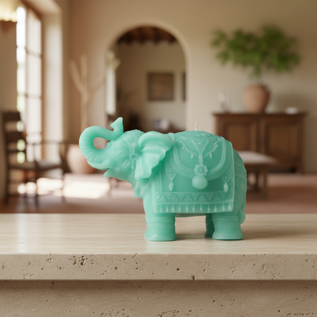 Turquoise Elephant Candle - Tuscan Villa