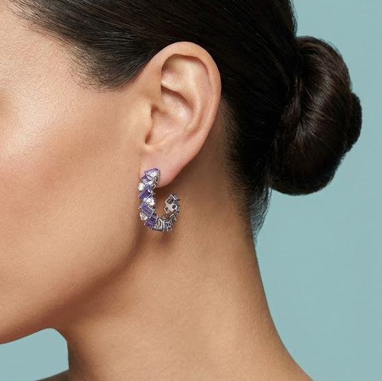 Leibish Tanzanite and Diamond Hoop Earrings