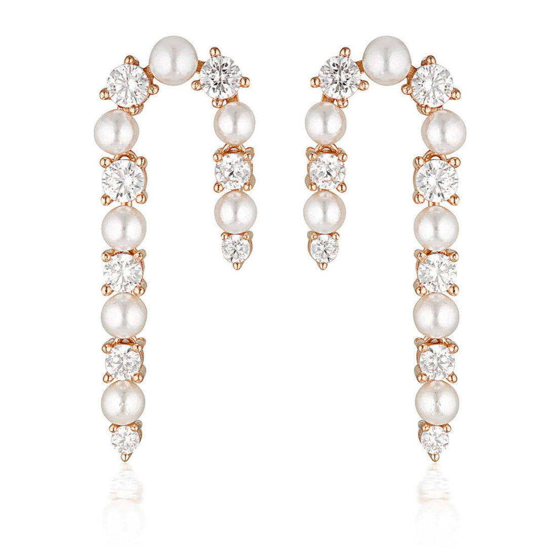 Georgini Earring Georgini Noel Nights Candy Cane Pearl Earrings Rose Gold Brand